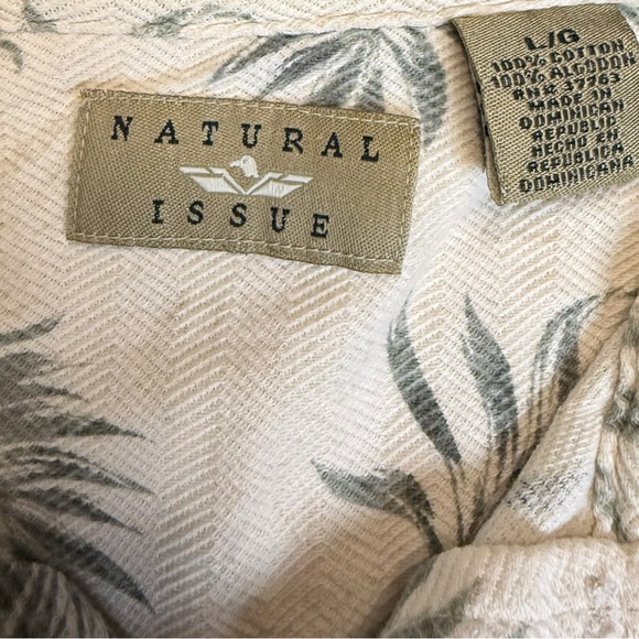 Men's Cream and Green Patterned Polo Shirt Size L - Picture 5 of 7